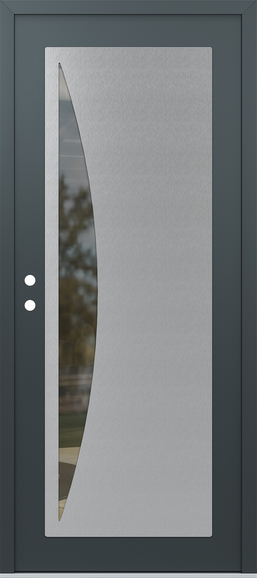 Modern Steel Front Door Diamond C13 36" x 80" anthracite/anthracite clear Glass Panel stainless steel RHI