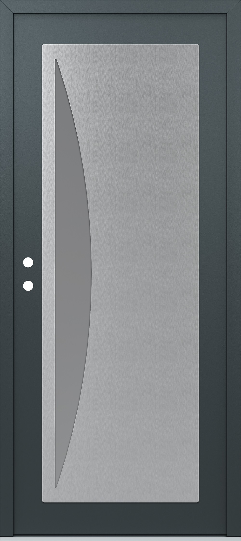 Modern Steel Front Door Diamond C13 36" x 80" anthracite/anthracite frosted Glass Panel stainless steel RHI