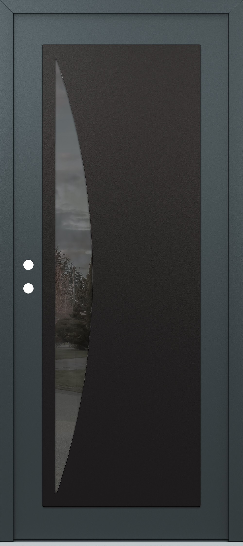 Modern Steel Front Door Diamond C13 36" x 80" anthracite/anthracite mirrored Glass Panel black RHI