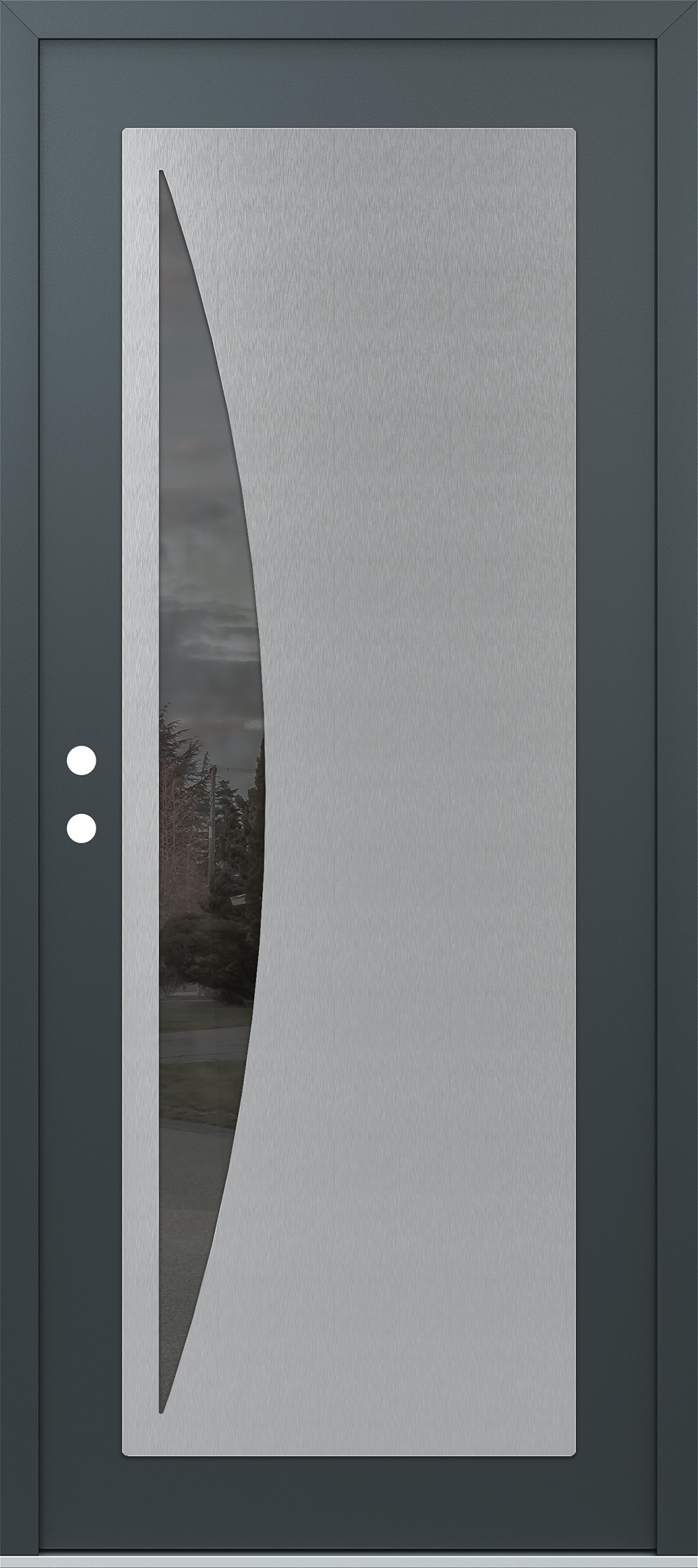 Modern Steel Front Door Diamond C13 36" x 80" anthracite/anthracite mirrored Glass Panel stainless steel RHI