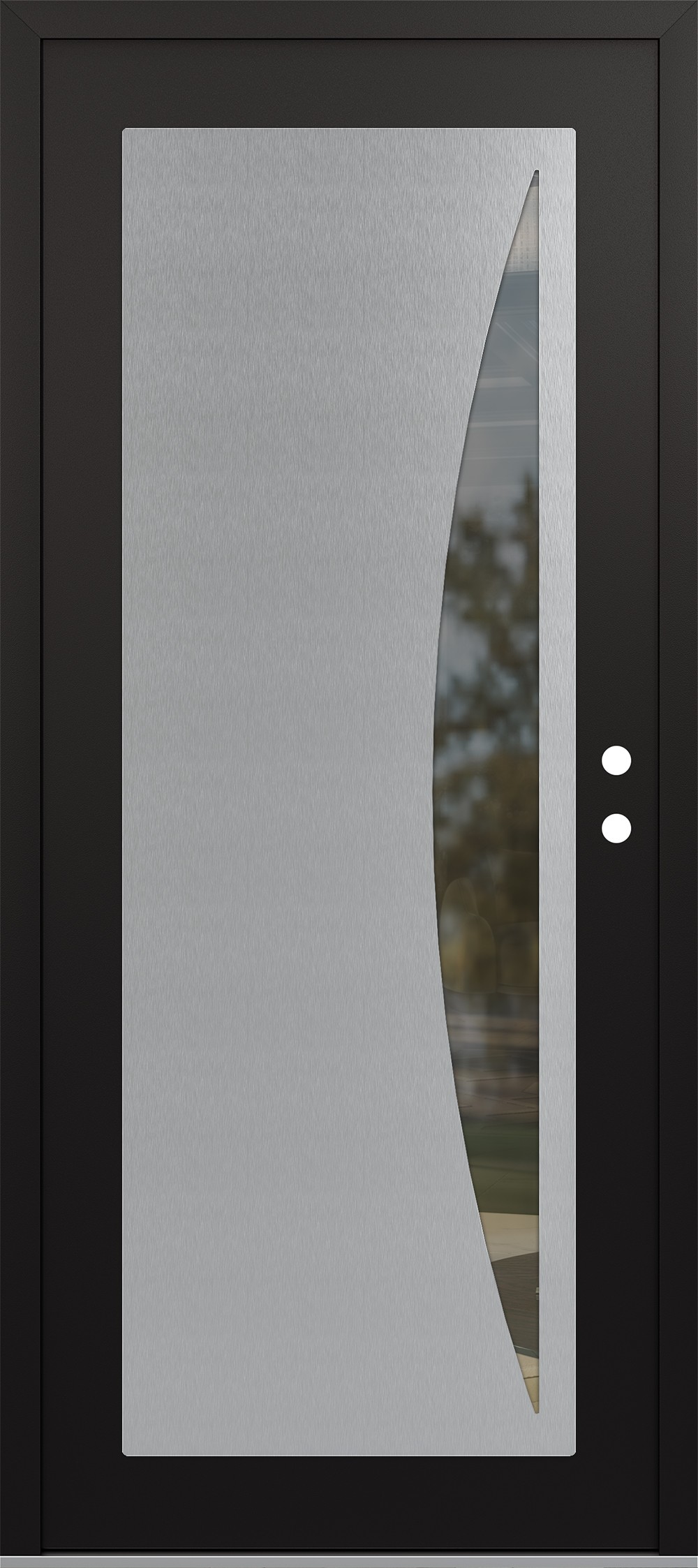 Modern Steel Front Door Diamond C13 36" x 80" black/black clear Glass Panel stainless steel LHI
