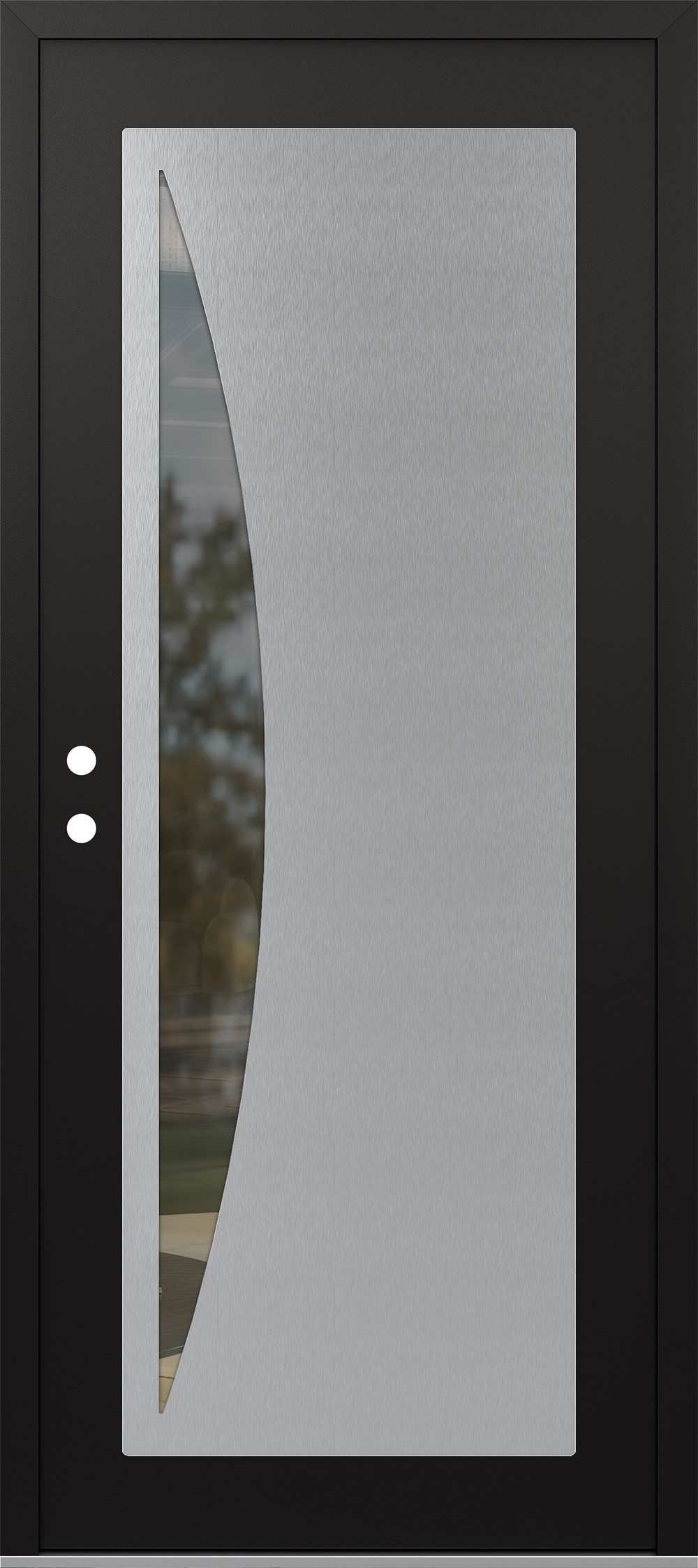 Modern Steel Front Door Diamond C13 36" x 80" black/black clear Glass Panel stainless steel RHI