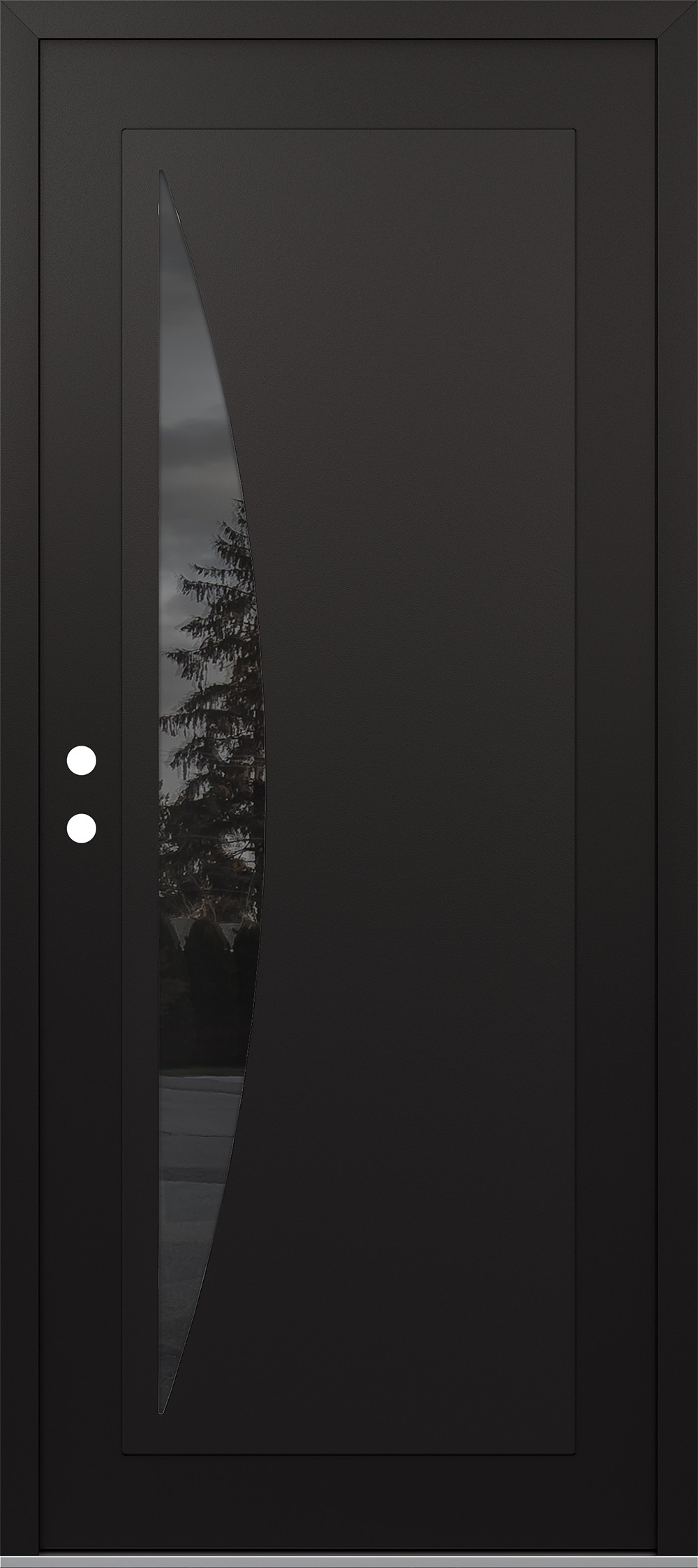Modern Steel Front Door Diamond C13 36" x 80" black/black mirrored Glass Panel black RHI