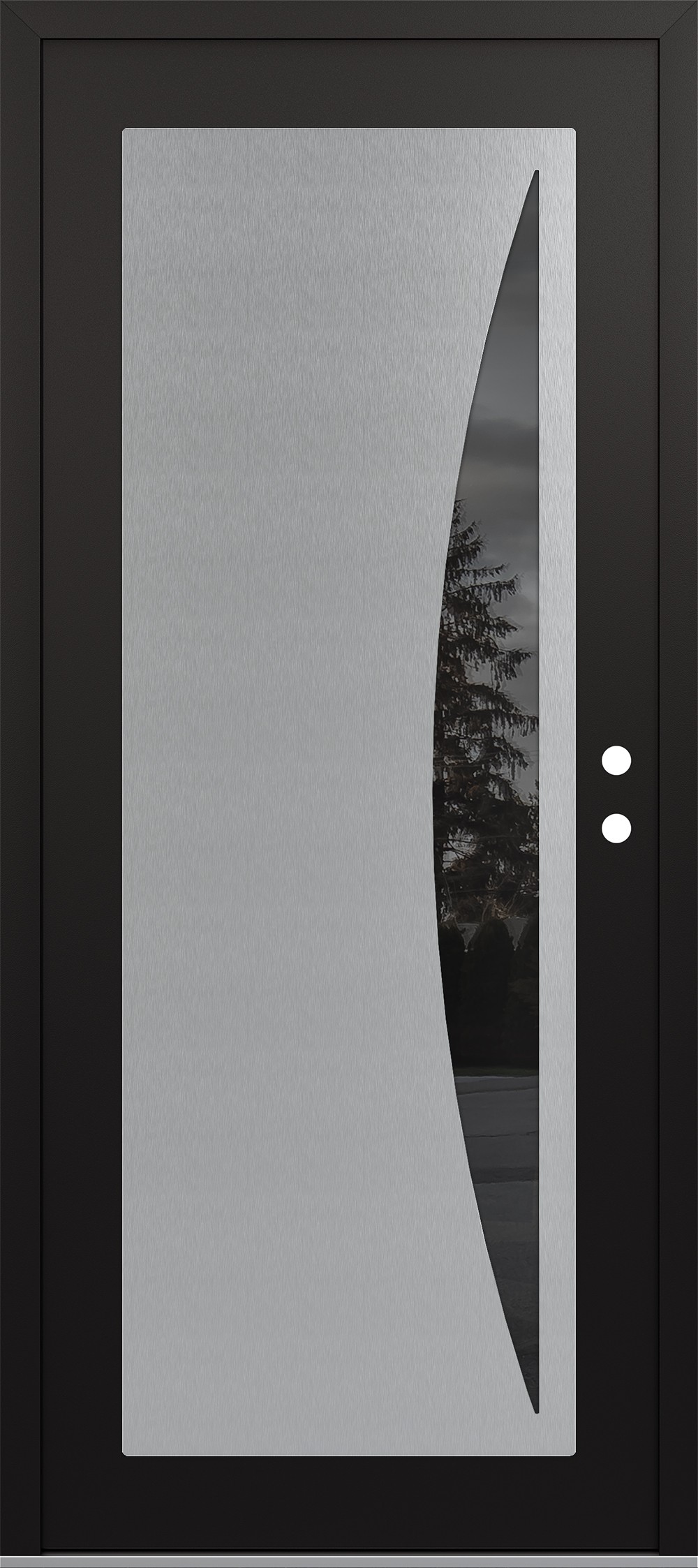Modern Steel Front Door Diamond C13 36" x 80" black/black mirrored Glass Panel stainless steel LHI