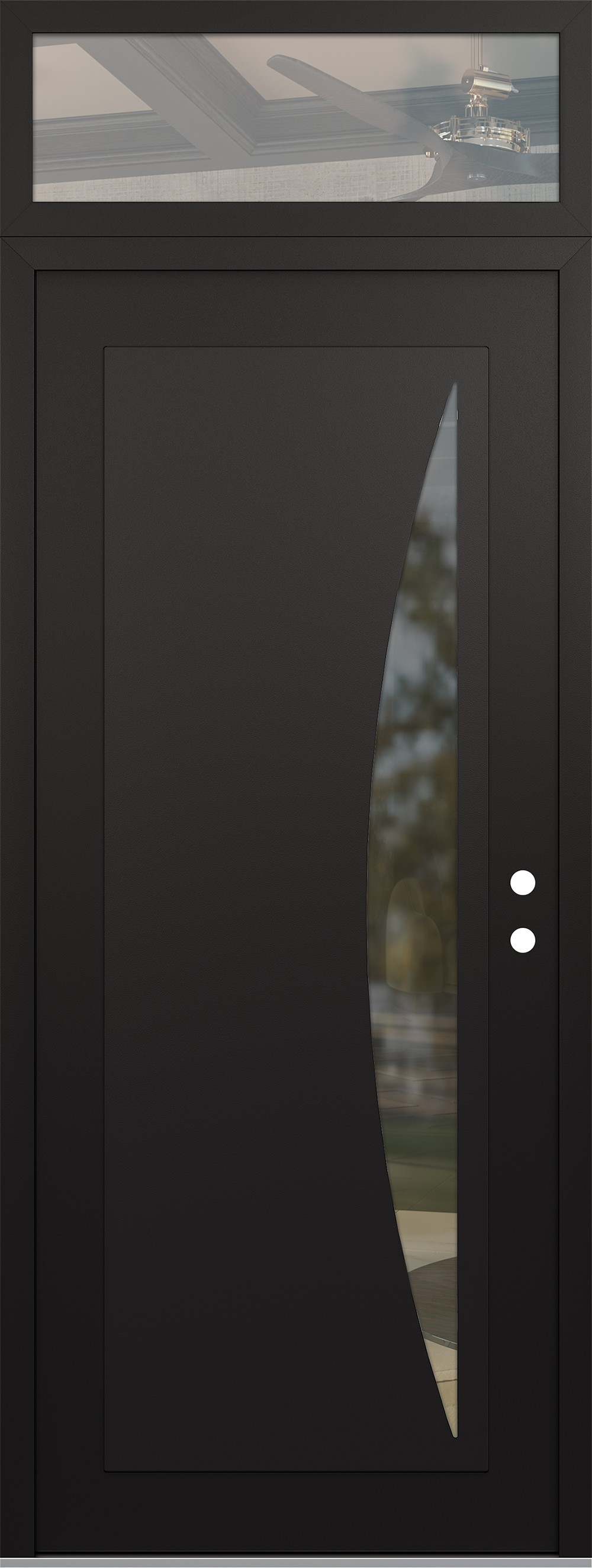 Modern Steel Front Door DIAMOND C13 36" X 96" BLACK/BLACK CLEAR GLASS PANEL BLACK LHI WITH TRANSOM CLEAR GLASS