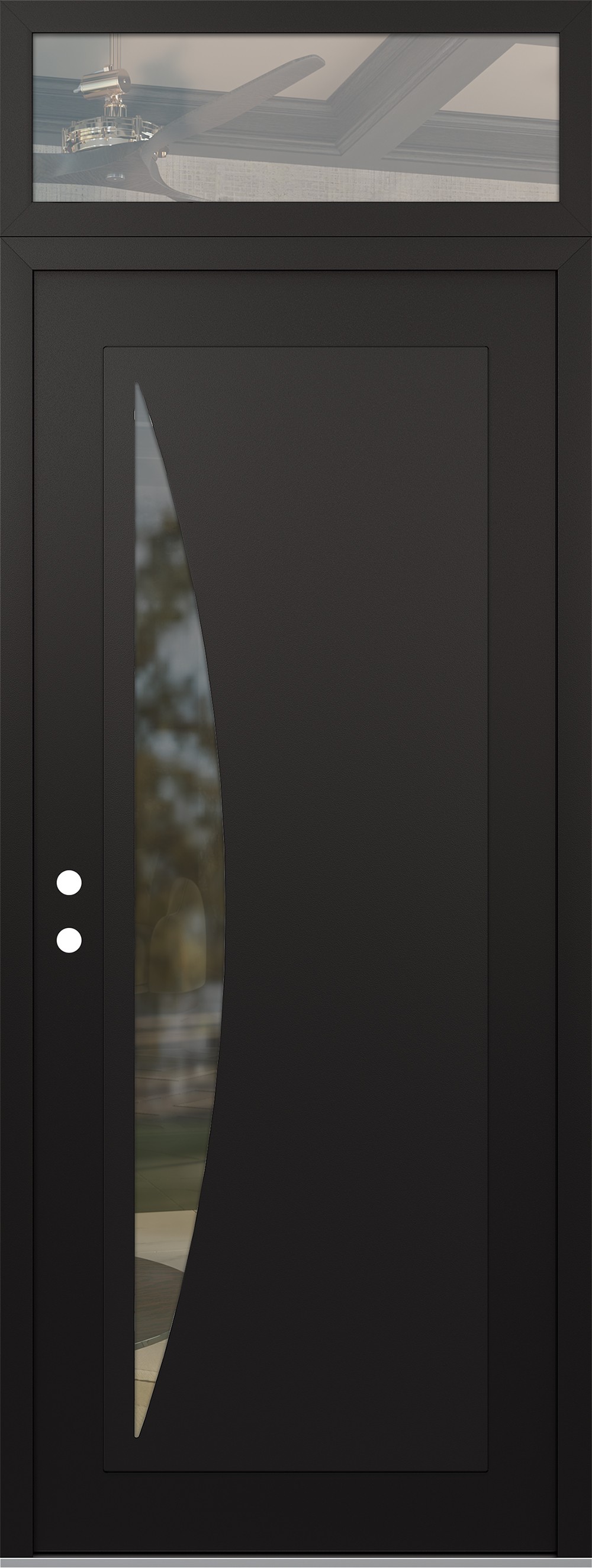 Modern Steel Front Door DIAMOND C13 36" X 96" BLACK/BLACK CLEAR GLASS PANEL BLACK RHI WITH TRANSOM CLEAR GLASS
