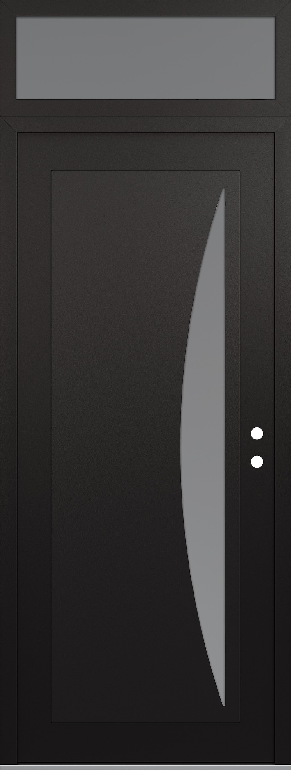 Modern Steel Front Door DIAMOND C13 36" X 96" BLACK/WHITE FROSTED GLASS PANEL BLACK LHI WITH TRANSOM FROSTED GLASS
