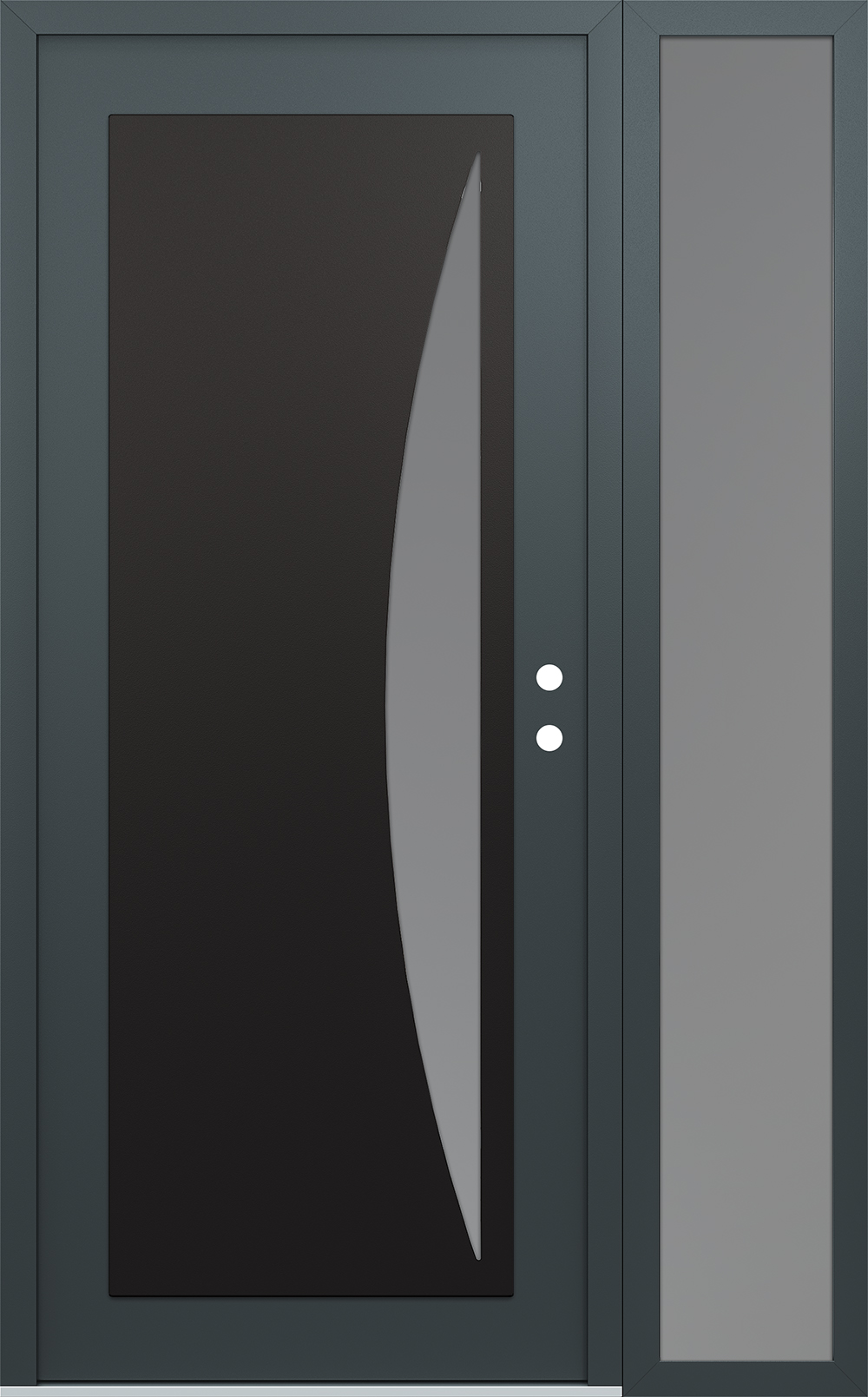 Modern Steel Front Door Diamond C13 48" x 80" anthracite/anthracite frosted Glass Panel black LHI with Sidelite frosted Glass