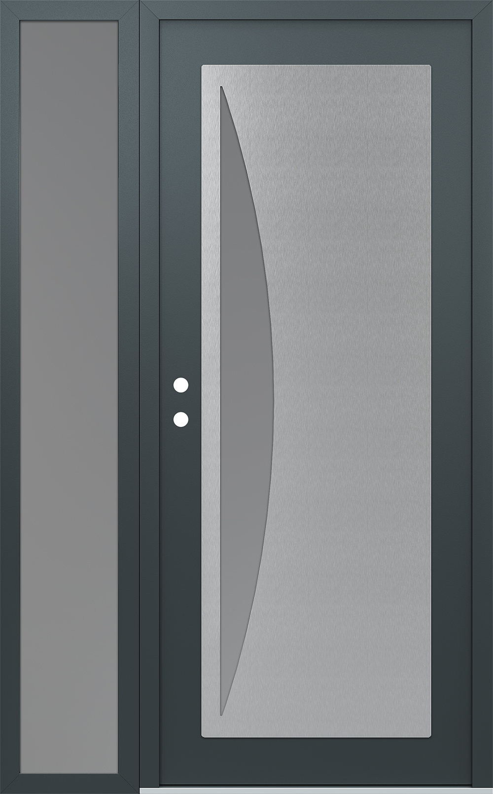 Modern Steel Front Door Diamond C13 48" x 80" anthracite/anthracite frosted Glass Panel stainless steel RHI with Sidelite frosted Glass