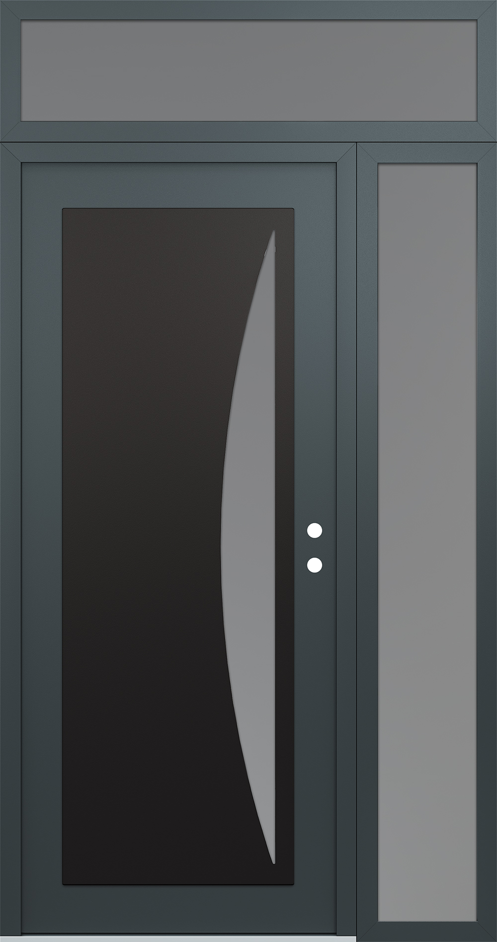 Modern Steel Front Door Diamond C13 48" x 96" anthracite/anthracite frosted Glass Panel black LHI with Sidelite and Transom frosted Glass