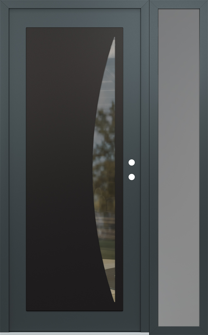 Modern Steel Front Door Diamond C13 50" x 80" anthracite/anthracite clear Glass Panel black LHI with Sidelite frosted Glass