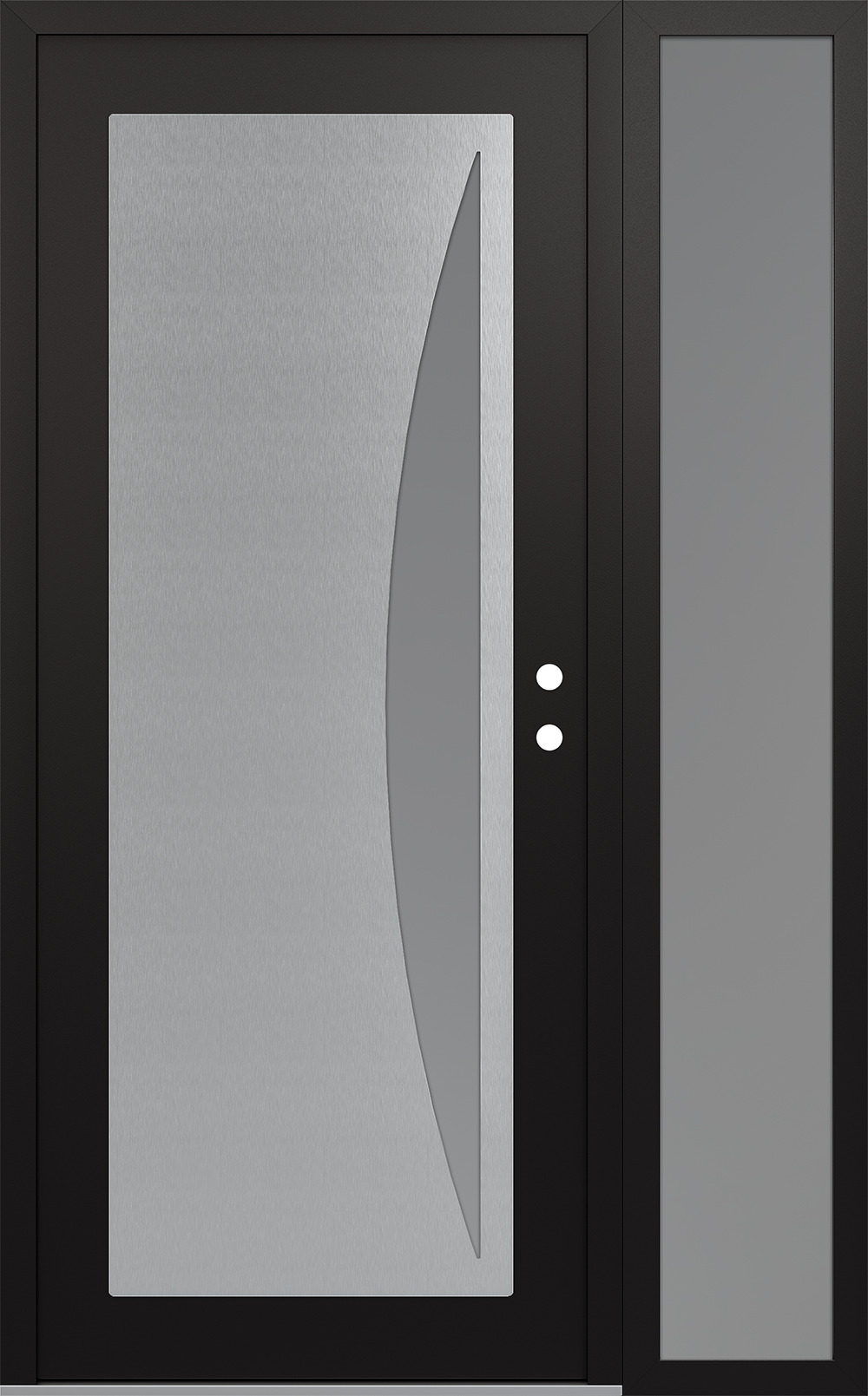 Modern Steel Front Door Diamond C13 50" x 80" black/white frosted Glass Panel stainless steel LHI with Sidelite frosted Glass