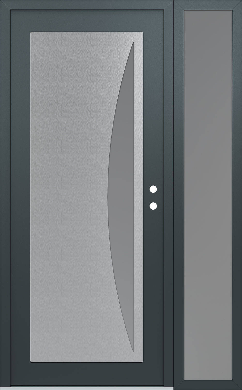 Modern Steel Front Door Diamond C13 52" x 80" anthracite/anthracite frosted Glass Panel stainless steel LHI with Sidelite frosted Glass