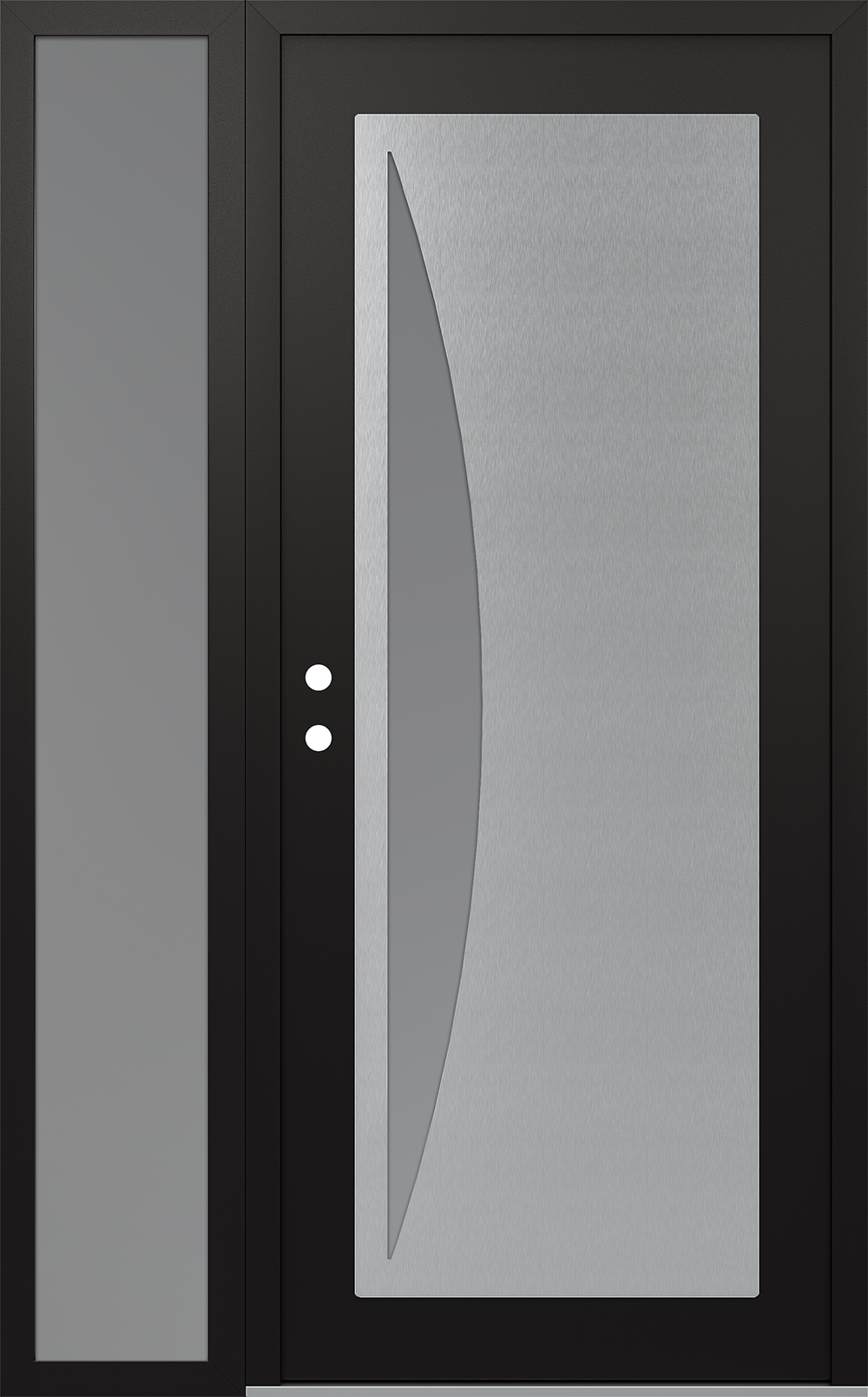Modern Steel Front Door Diamond C13 52" x 80" black/white frosted Glass Panel stainless steel RHI with Sidelite frosted Glass