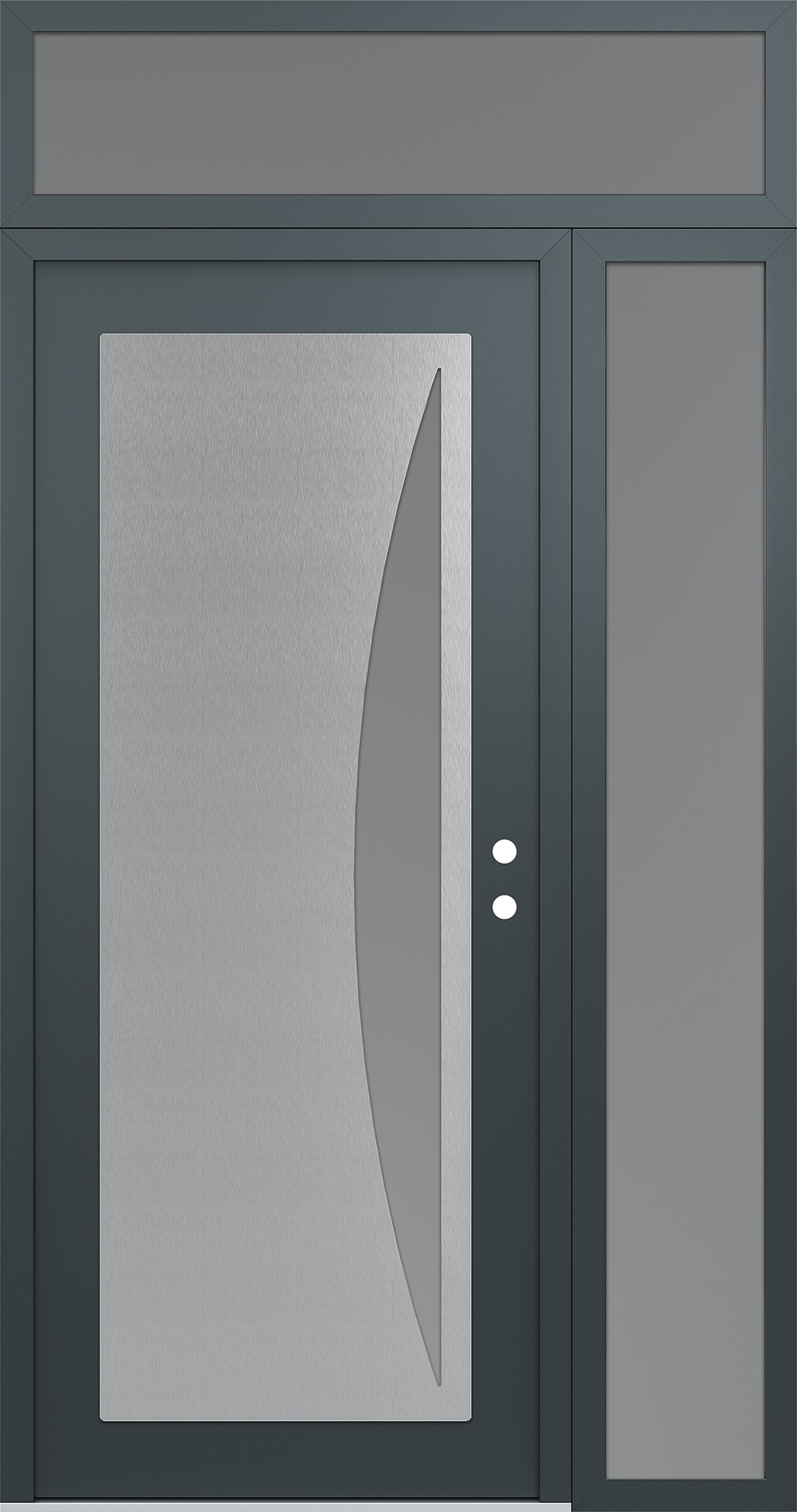 Modern Steel Front Door Diamond C13 52" x 96" anthracite/anthracite frosted Glass Panel stainless steel LHI with Sidelite and Transom frosted Glass
