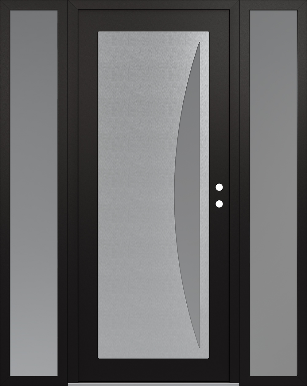 Modern Steel Front Door Diamond C13 60" x 80" black/white frosted Glass Panel stainless steel LHI with 2 Sidelites frosted Glass