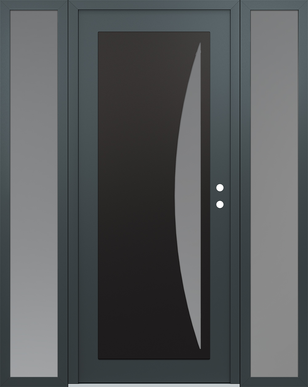 Modern Steel Front Door Diamond C13 68" x 80" anthracite/anthracite frosted Glass Panel black LHI with 2 Sidelites frosted Glass