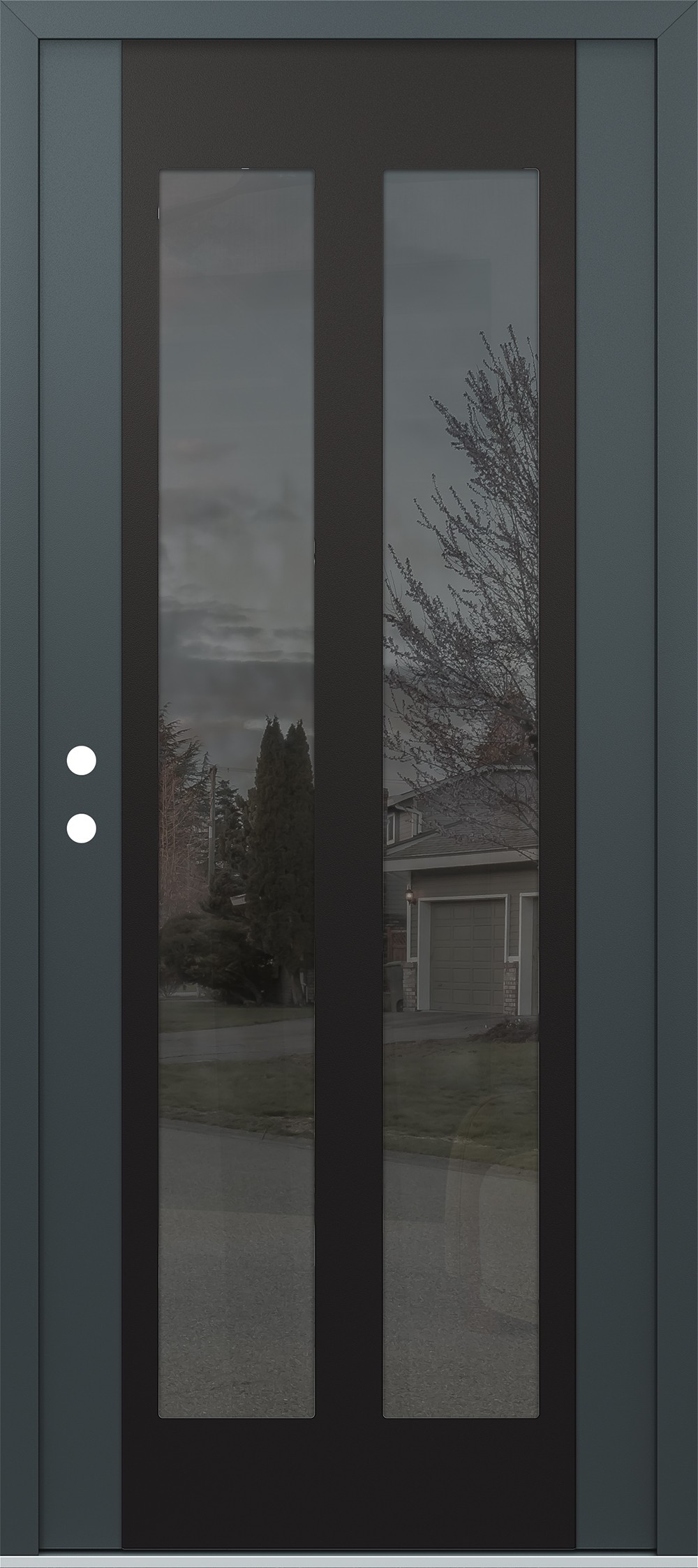 Modern Steel Front Door Diamond C14 36" x 80" anthracite/anthracite mirrored Glass Panel black RHI