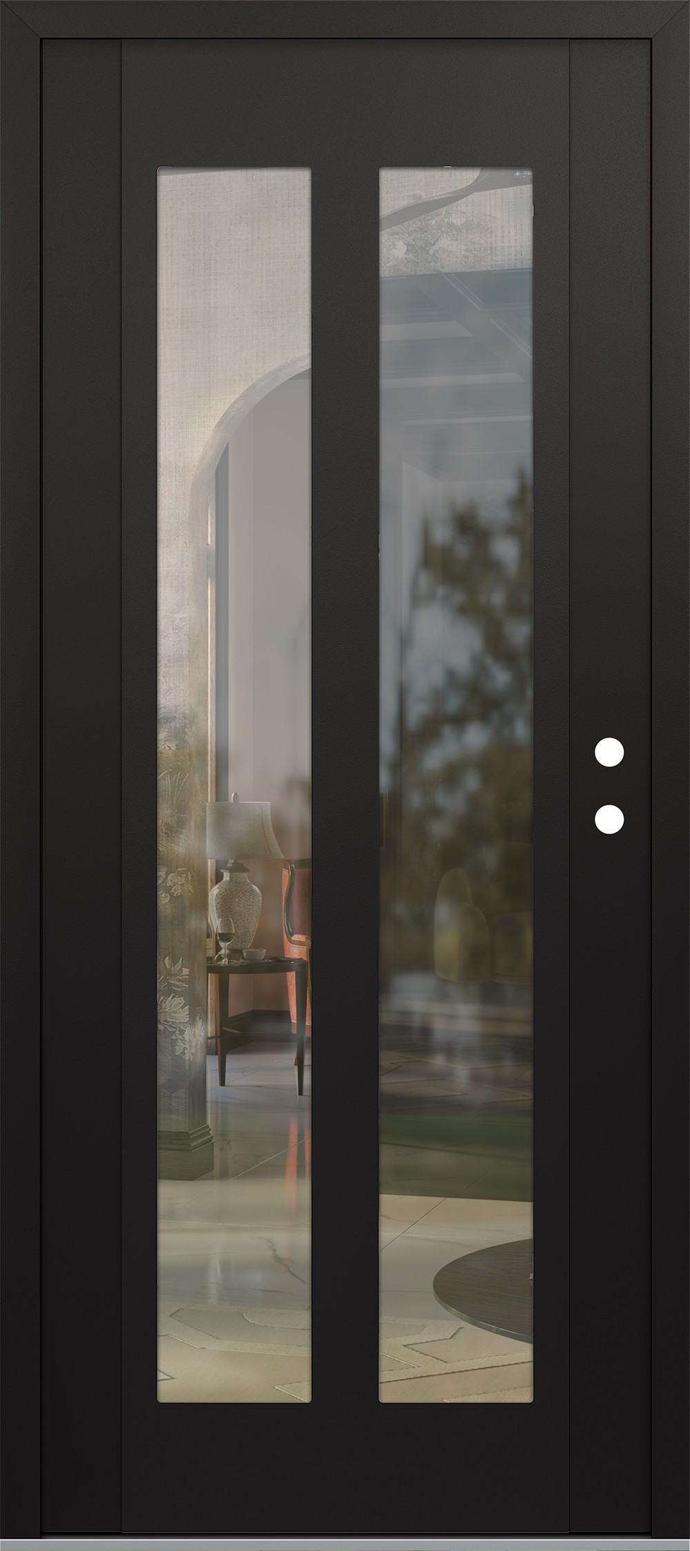 Modern Steel Front Door Diamond C14 36" x 80" black/black clear Glass Panel black LHI