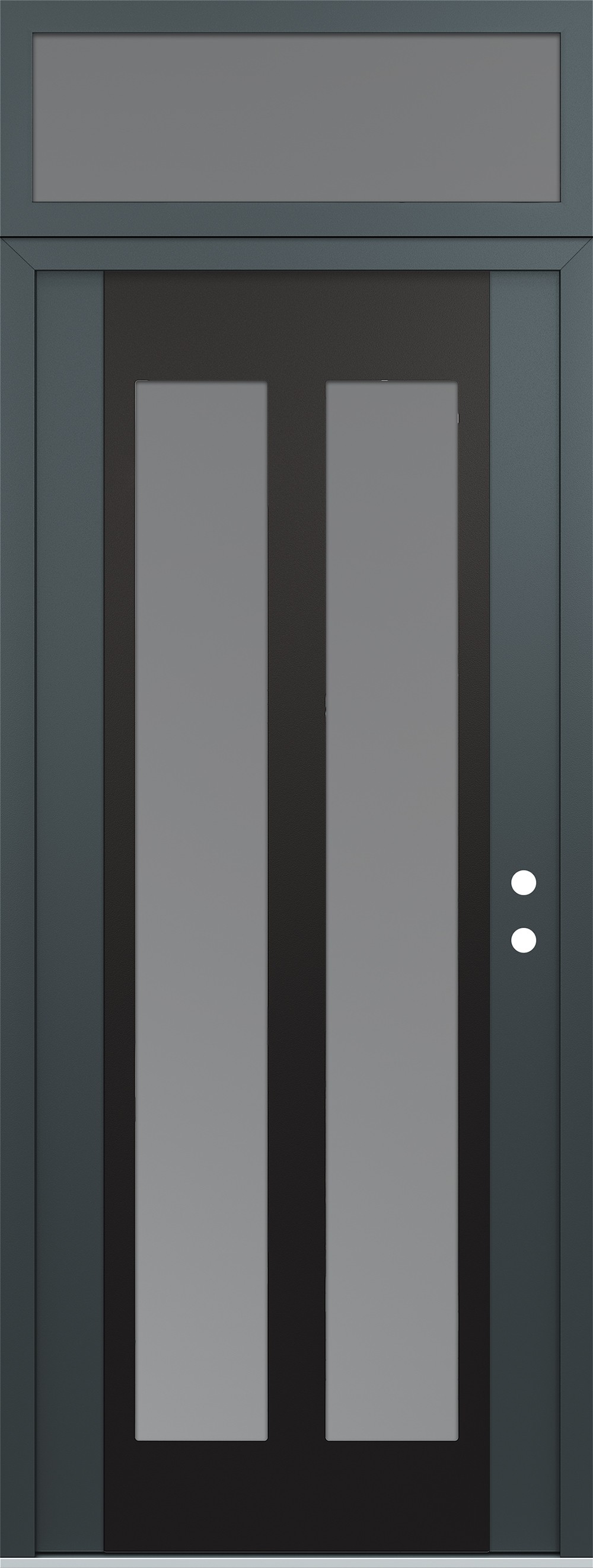 Modern Steel Front Door DIAMOND C14 36" X 96" ANTHRACITE/ANTHRACITE FROSTED GLASS PANEL BLACK LHI WITH TRANSOM FROSTED GLASS