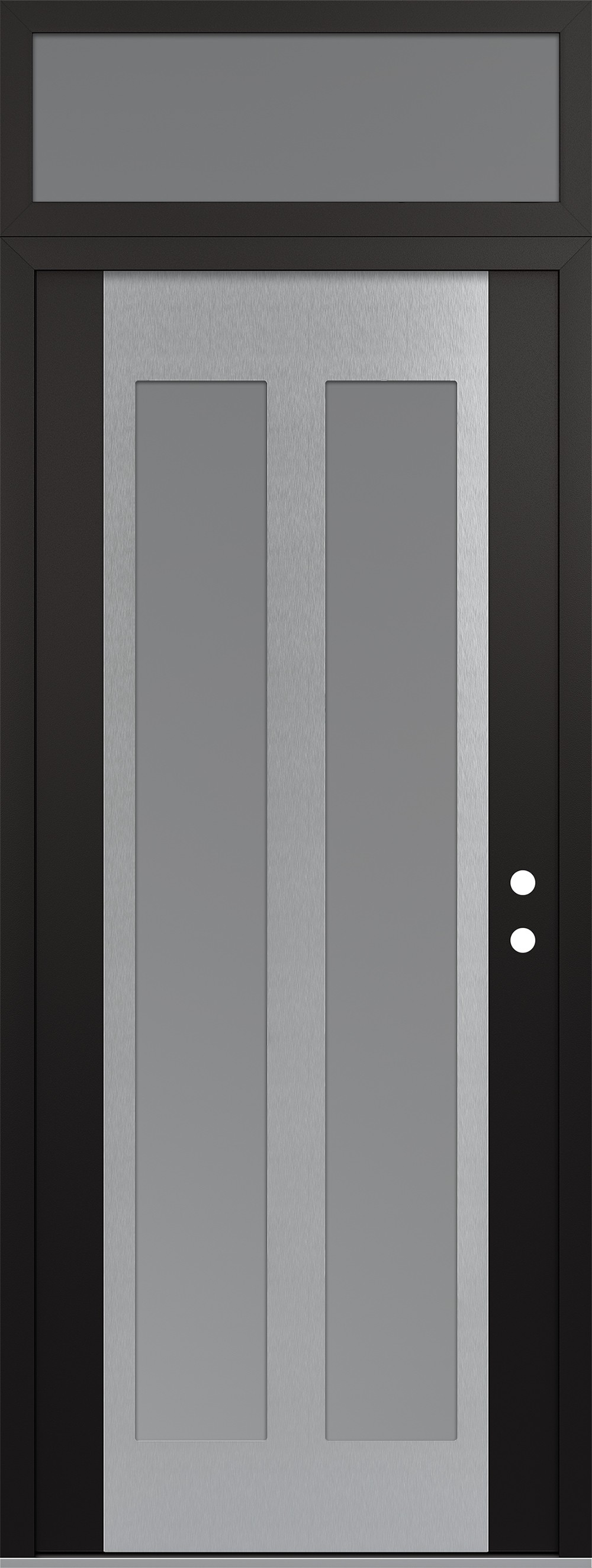Modern Steel Front Door DIAMOND C14 36" X 96" BLACK/WHITE FROSTED GLASS PANEL STAINLESS STEEL LHI WITH TRANSOM FROSTED GLASS