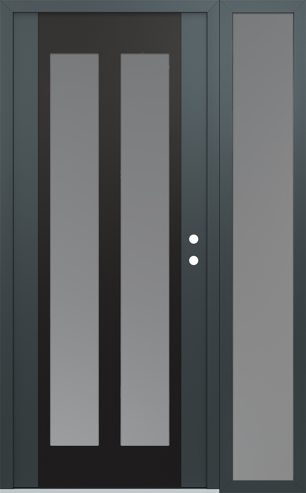 Modern Steel Front Door Diamond C14 50" x 80" anthracite/anthracite frosted Glass Panel black LHI with Sidelite frosted Glass