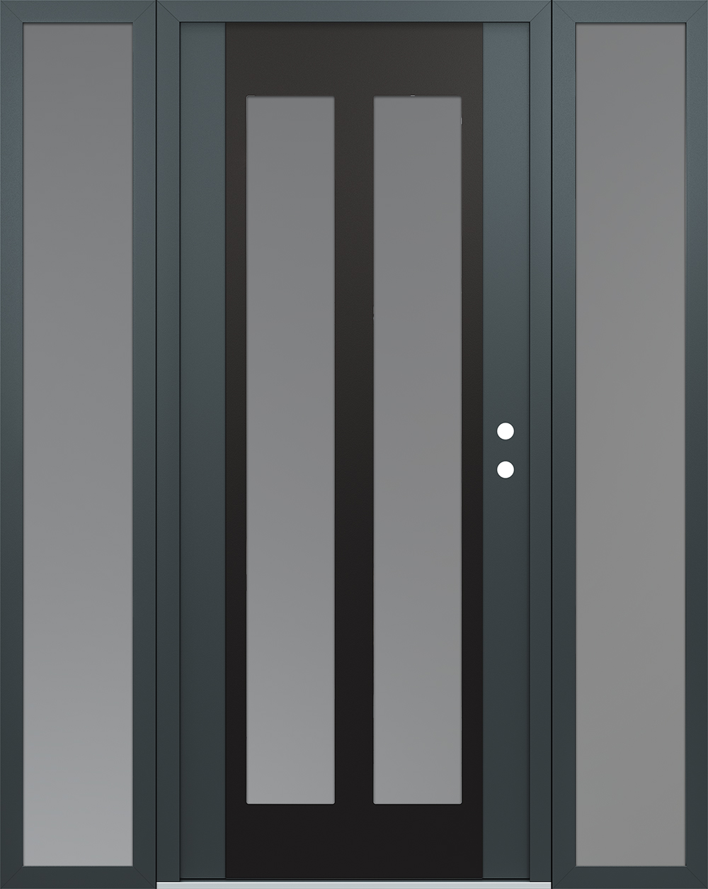 Modern Steel Front Door Diamond C14 60" x 80" anthracite/anthracite frosted Glass Panel black LHI with 2 Sidelites frosted Glass