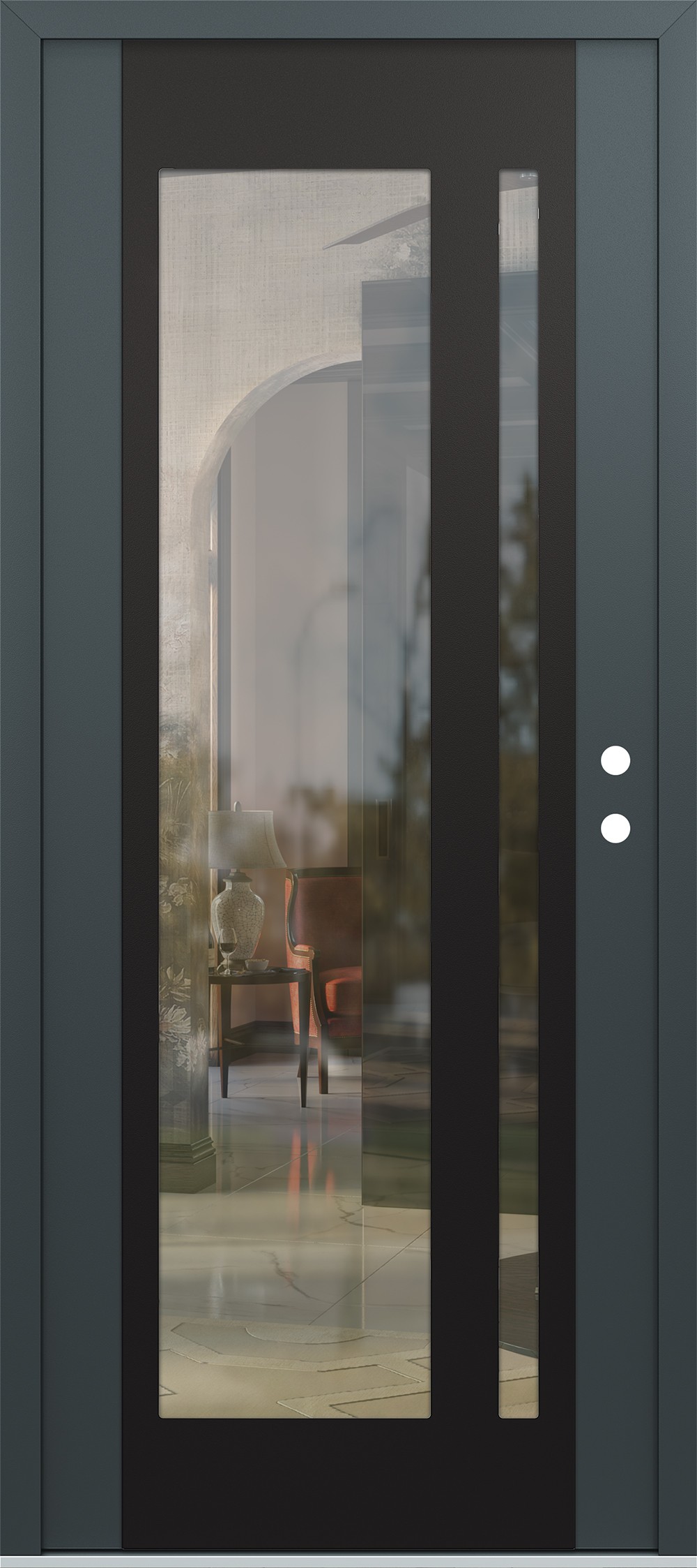 Modern Steel Front Door Diamond C15 36" x 80" anthracite/anthracite clear Glass Panel black LHI