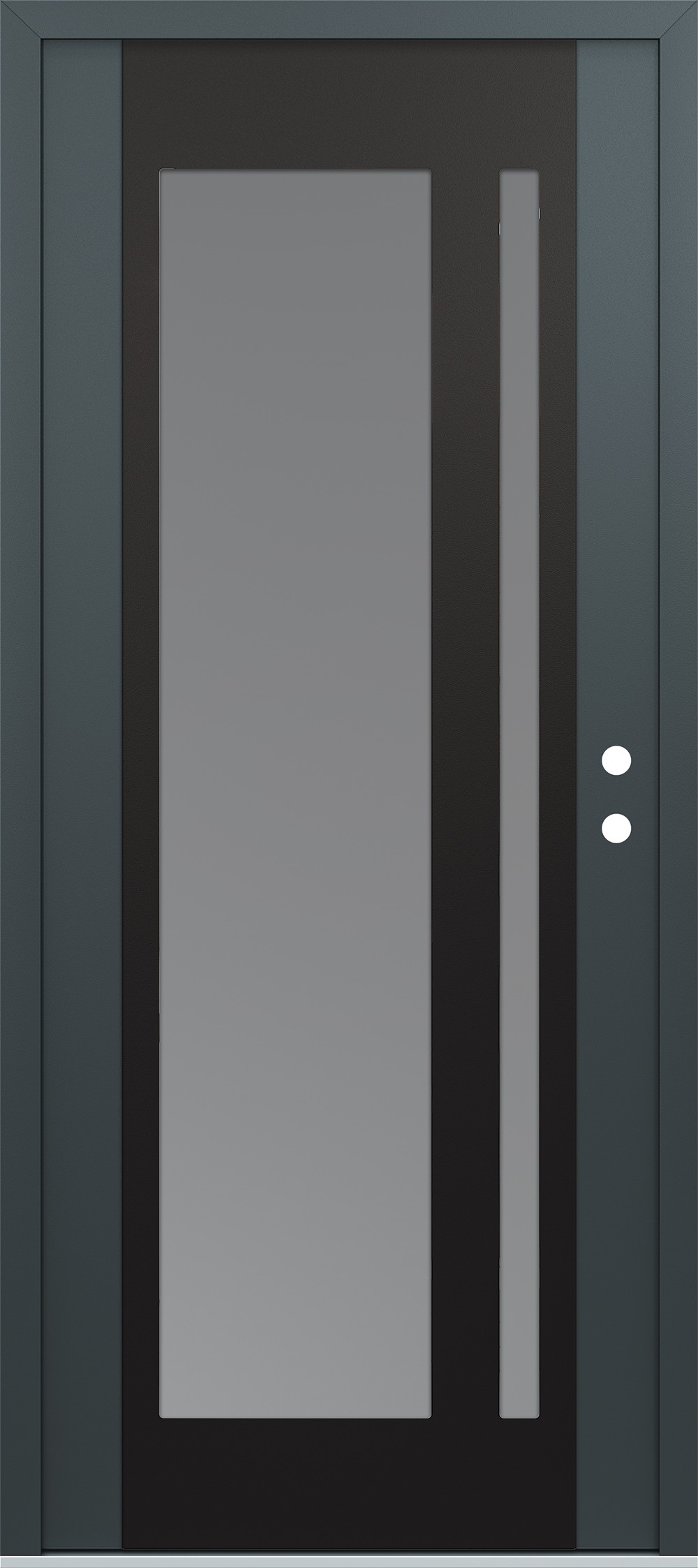 Modern Steel Front Door Diamond C15 36" x 80" anthracite/anthracite frosted Glass Panel black LHI