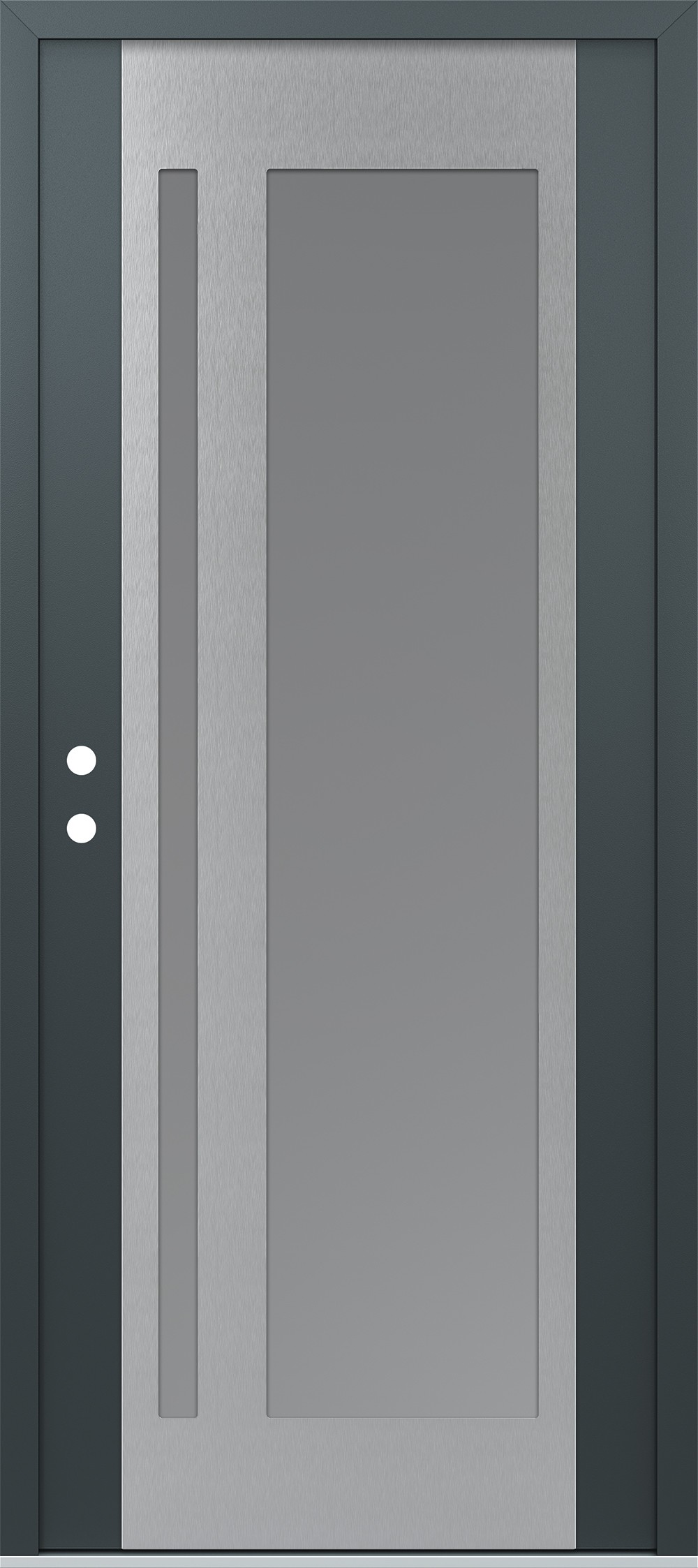 Modern Steel Front Door Diamond C15 36" x 80" anthracite/anthracite frosted Glass Panel stainless steel RHI