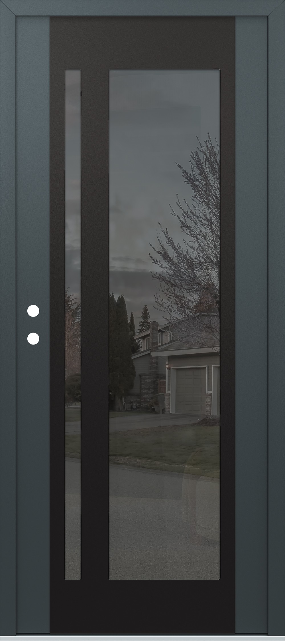 Modern Steel Front Door Diamond C15 36" x 80" anthracite/anthracite mirrored Glass Panel black RHI