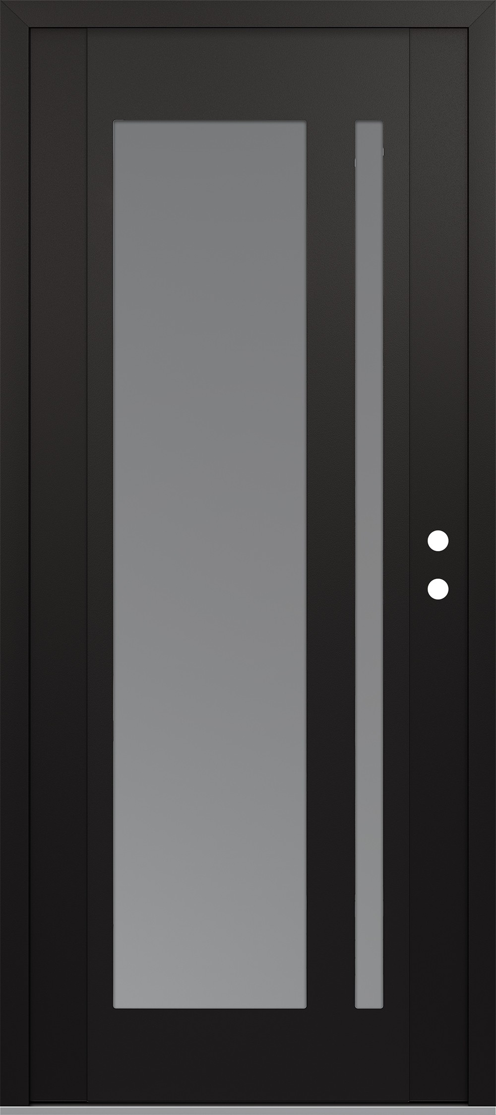 Modern Steel Front Door Diamond C15 36" x 80" black/white frosted Glass Panel black LHI