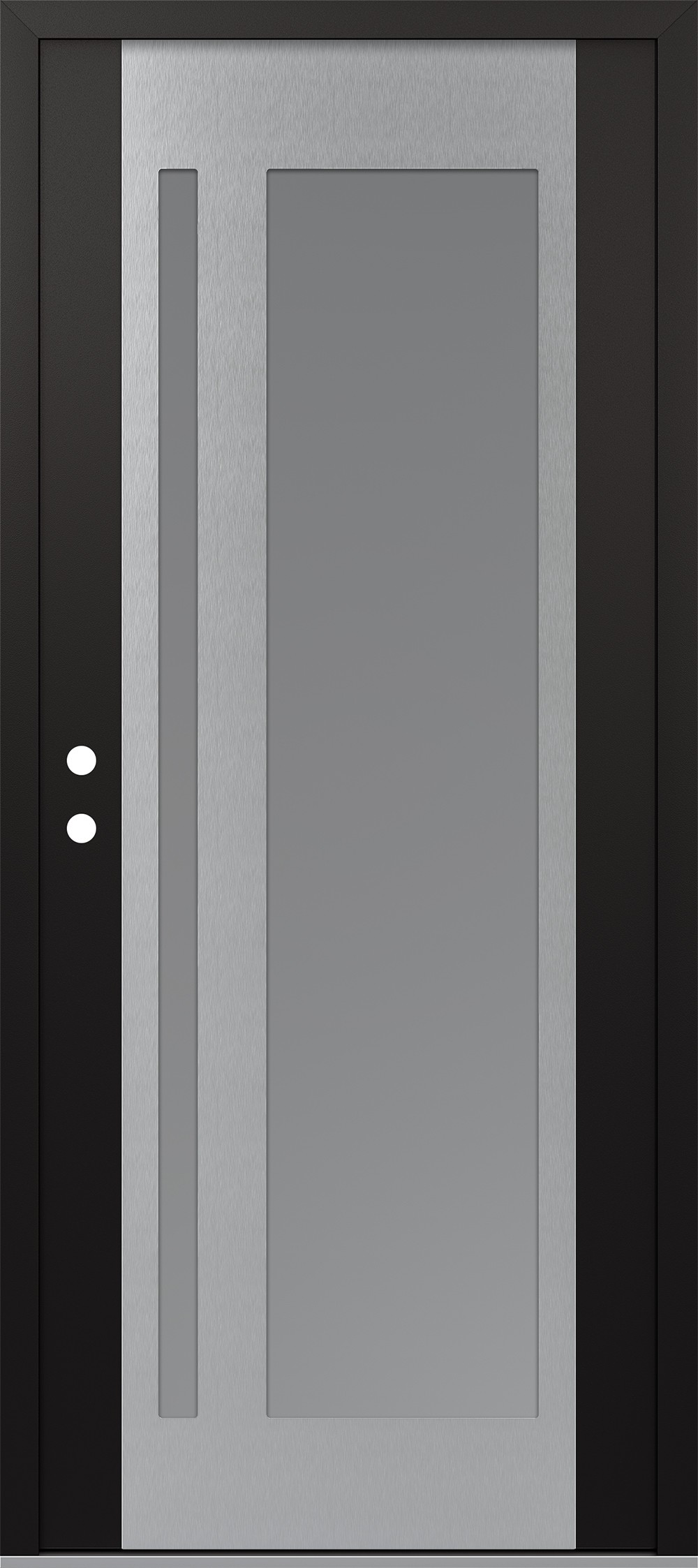 Modern Steel Front Door Diamond C15 36" x 80" black/white frosted Glass Panel stainless steel RHI