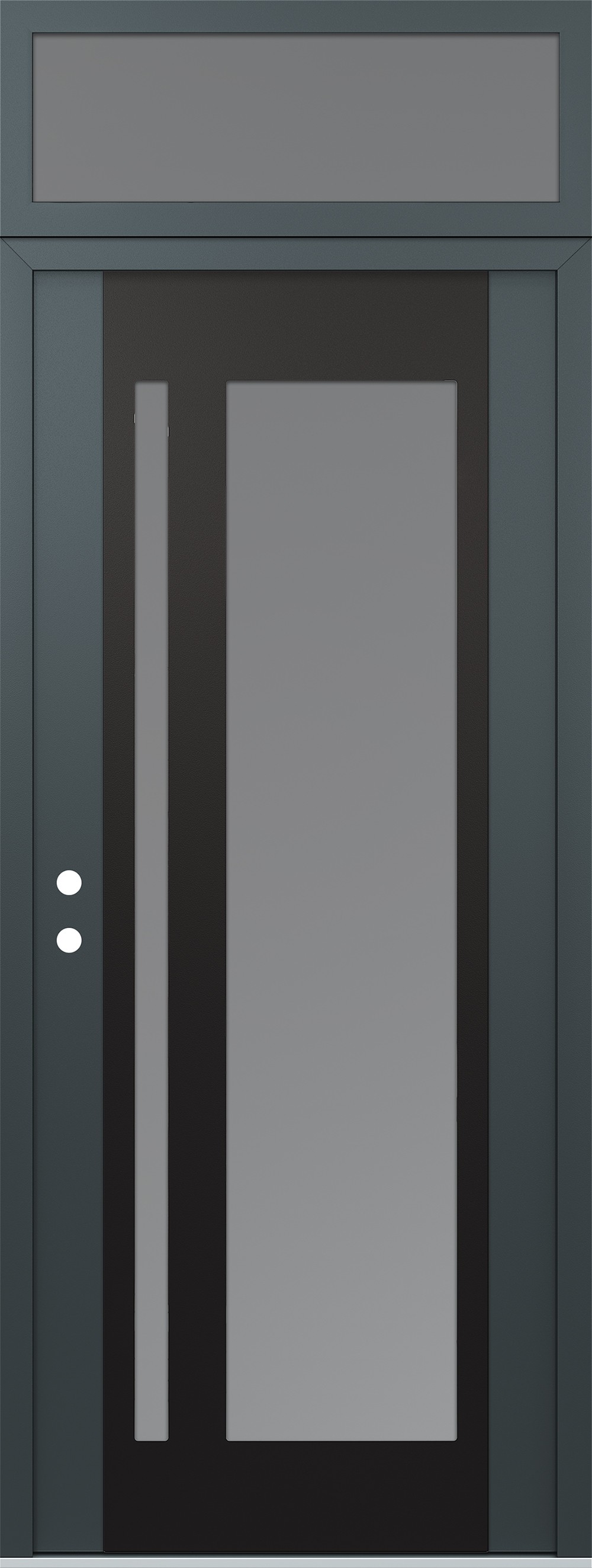 Modern Steel Front Door DIAMOND C15 36" X 96" ANTHRACITE/ANTHRACITE FROSTED GLASS PANEL BLACK RHI WITH TRANSOM FROSTED GLASS