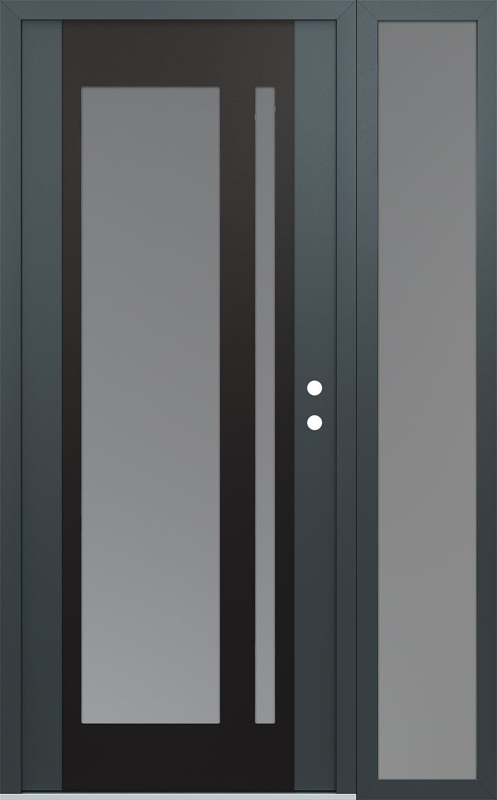Modern Steel Front Door Diamond C15 50" x 80" anthracite/anthracite frosted Glass Panel black LHI with Sidelite frosted Glass