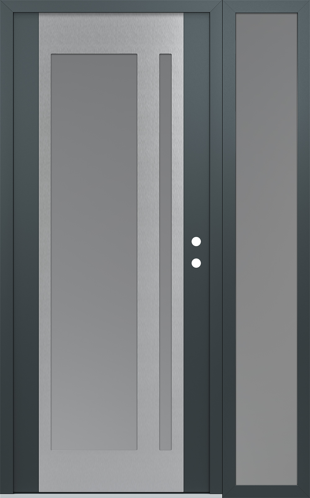 Modern Steel Front Door Diamond C15 50" x 80" anthracite/anthracite frosted Glass Panel stainless steel LHI with Sidelite frosted Glass