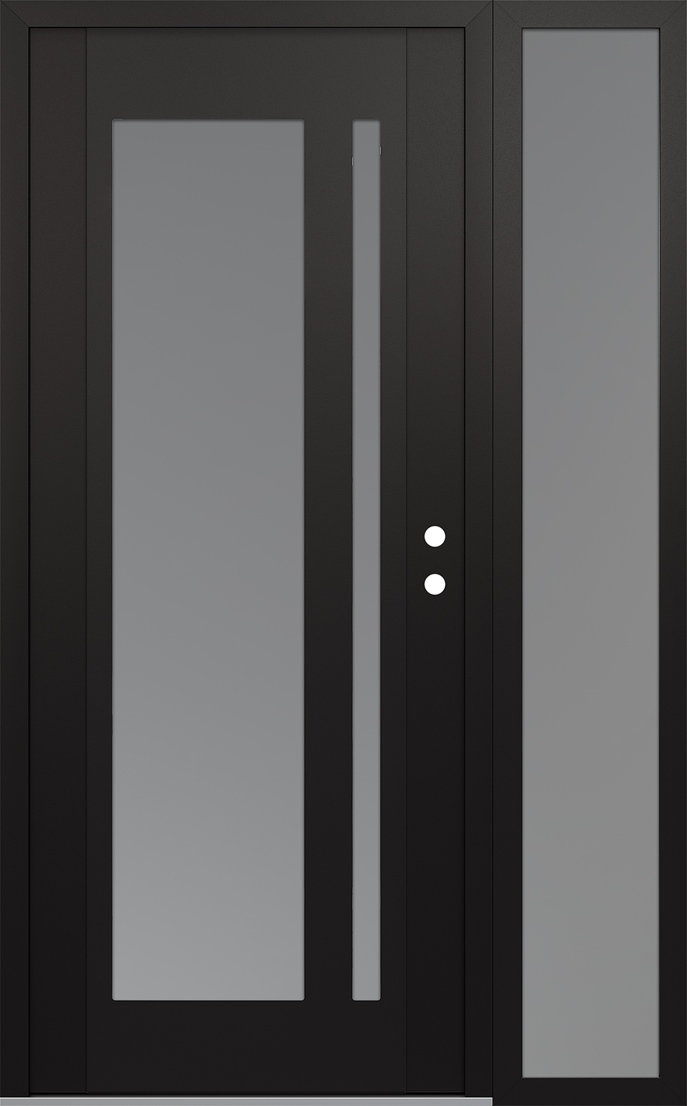 Modern Steel Front Door Diamond C15 50" x 80" black/white frosted Glass Panel black LHI with Sidelite frosted Glass