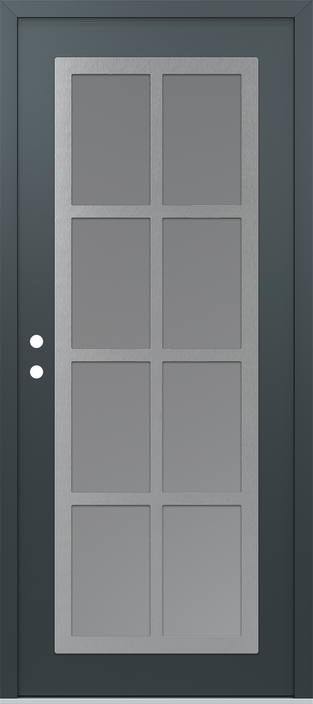 Modern Steel Front Door Diamond C16 36" x 80" anthracite/anthracite frosted Glass Panel stainless steel RHI