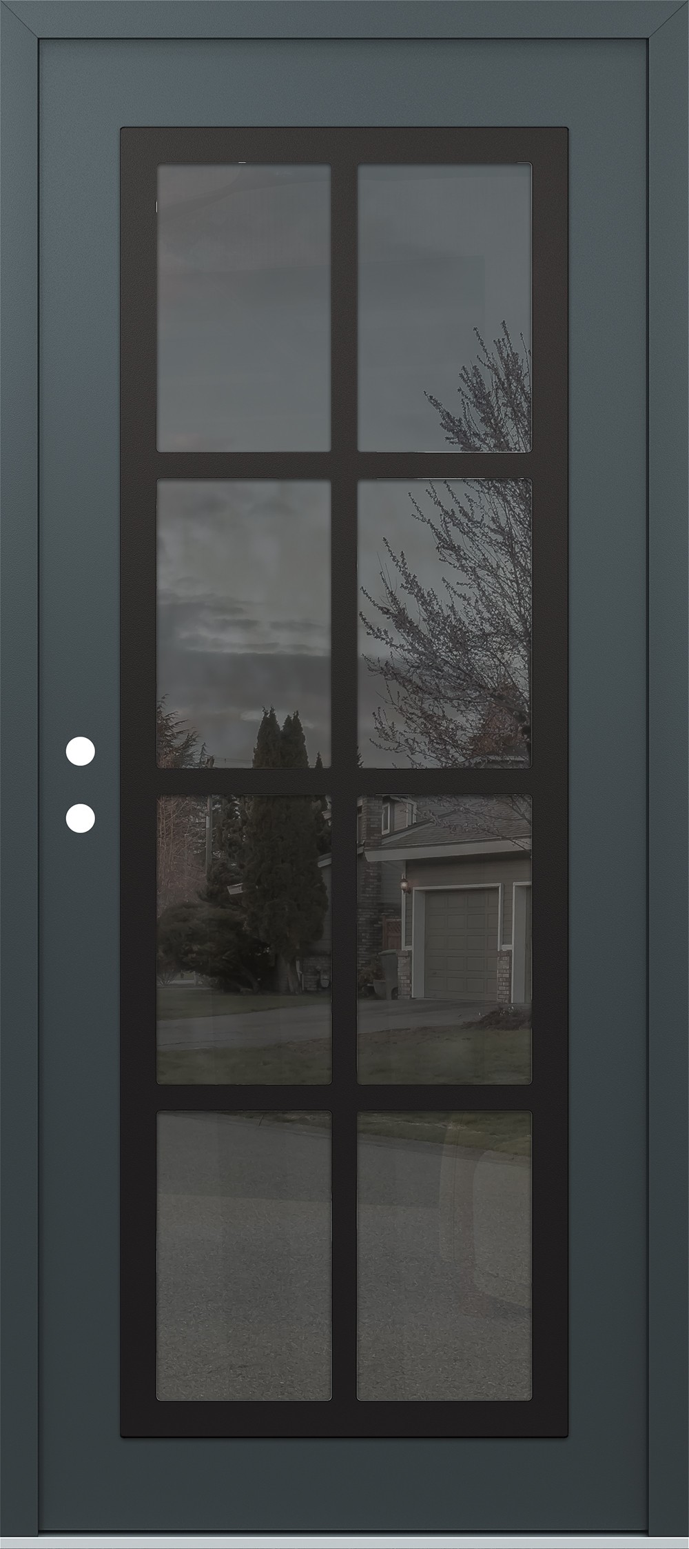 Modern Steel Front Door Diamond C16 36" x 80" anthracite/anthracite mirrored Glass Panel black RHI