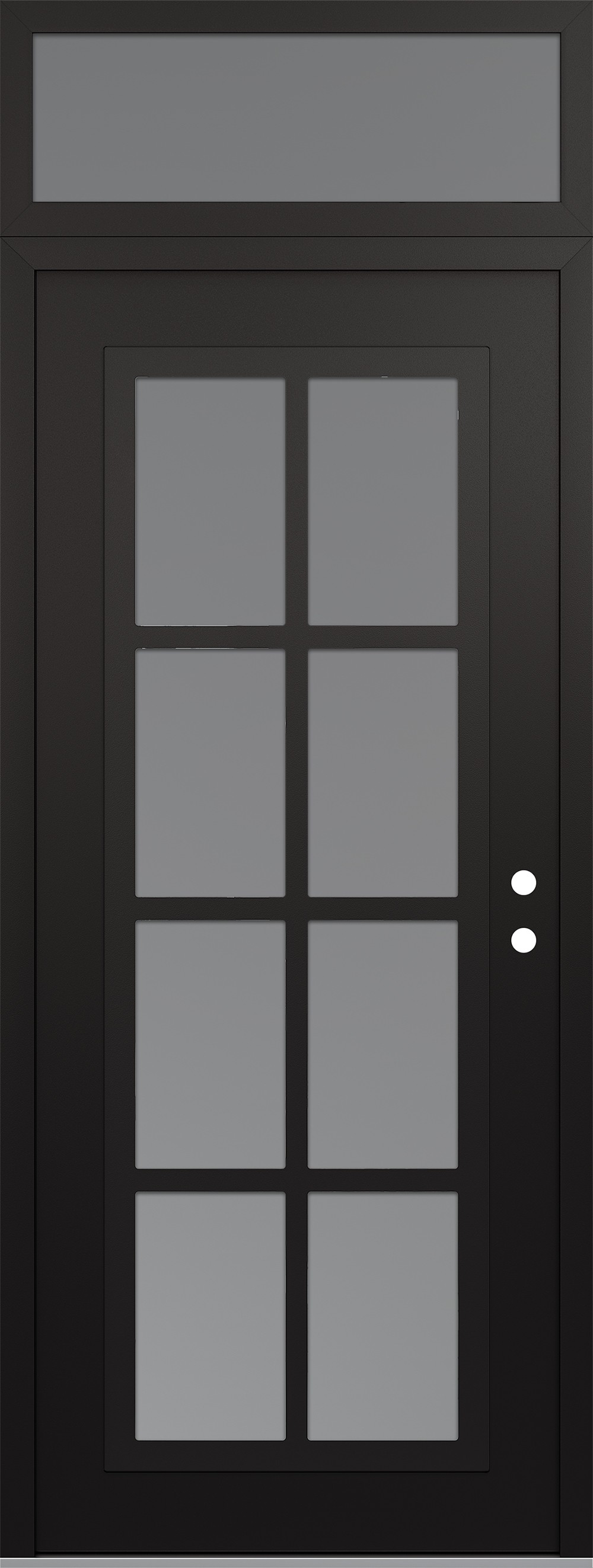 Modern Steel Front Door DIAMOND C16 36" X 96" BLACK/WHITE FROSTED GLASS PANEL BLACK LHI WITH TRANSOM FROSTED GLASS
