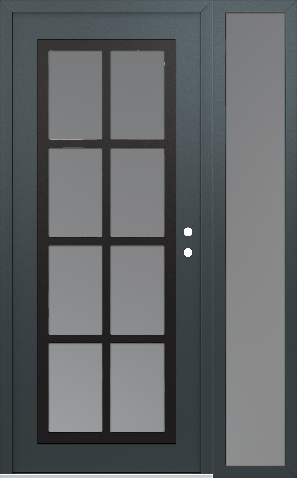 Modern Steel Front Door Diamond C16 50" x 80" anthracite/anthracite frosted Glass Panel black LHI with Sidelite frosted Glass