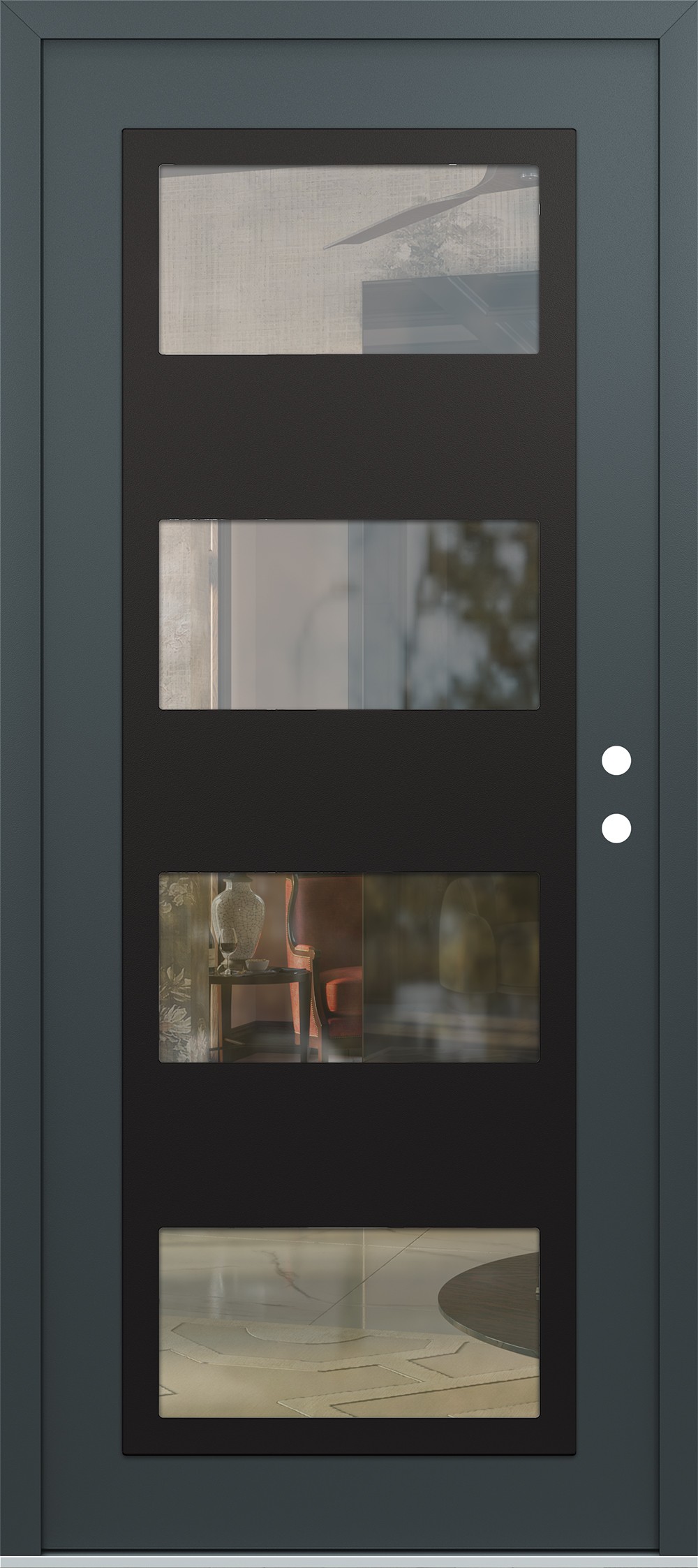 Modern Steel Front Door Diamond C2 36" x 80" anthracite/anthracite clear Glass Panel black LHI