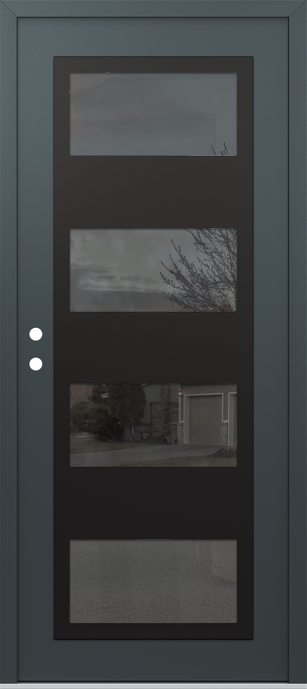 Modern Steel Front Door Diamond C2 36" x 80" anthracite/anthracite mirrored Glass Panel black RHI