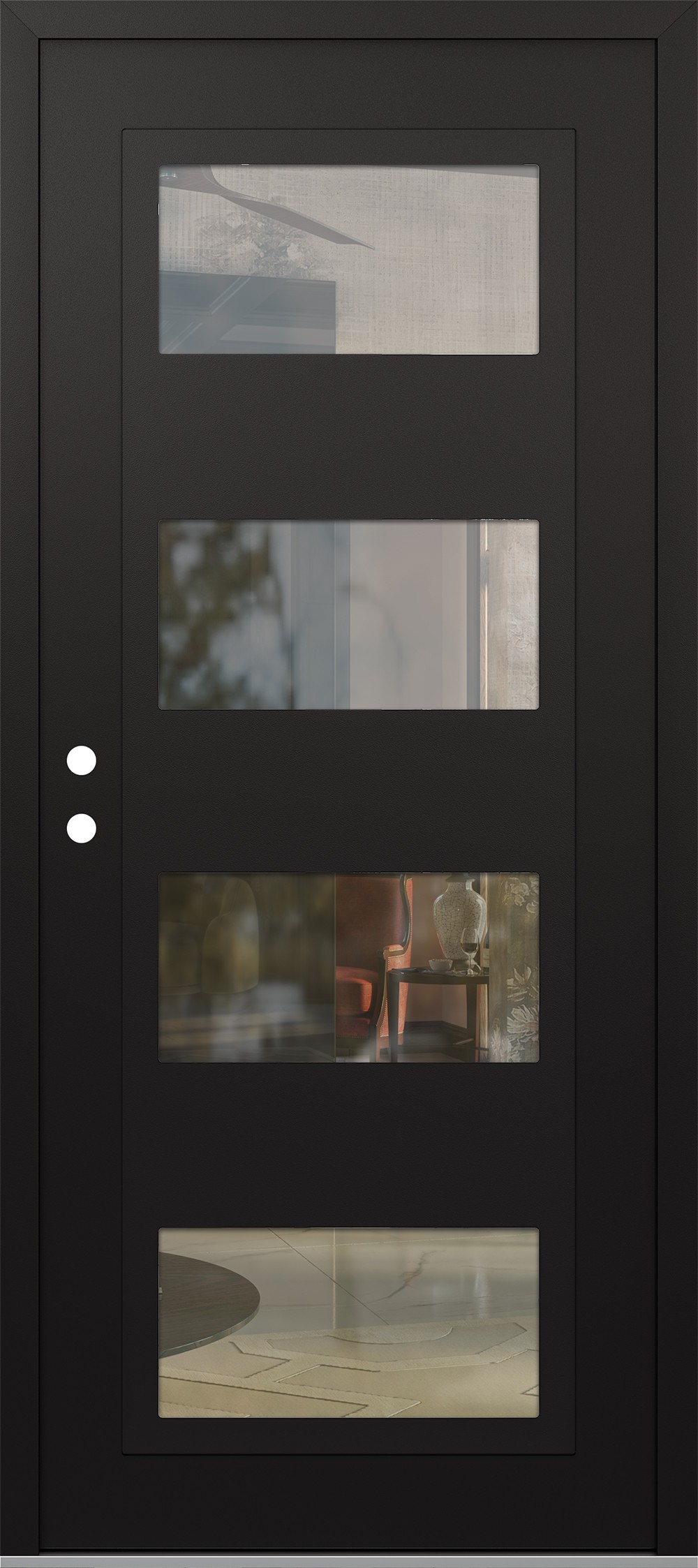 Modern Steel Front Door Diamond C2 36" x 80" black/black clear Glass Panel black RHI