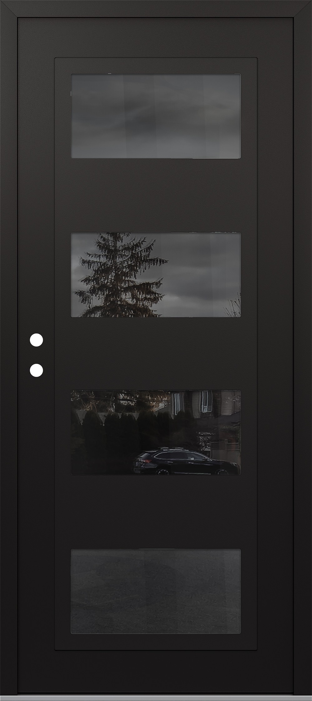 Modern Steel Front Door Diamond C2 36" x 80" black/black mirrored Glass Panel black RHI