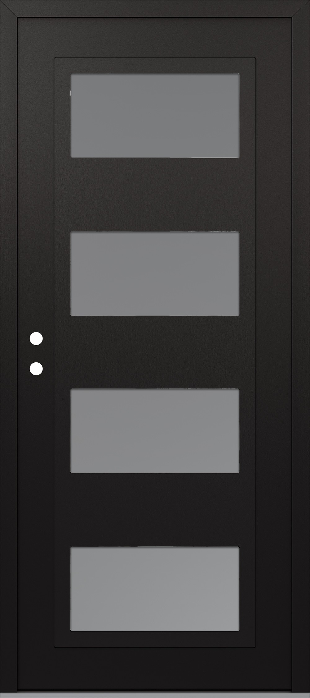 Modern Steel Front Door Diamond C2 36" x 80" black/white frosted Glass Panel black RHI
