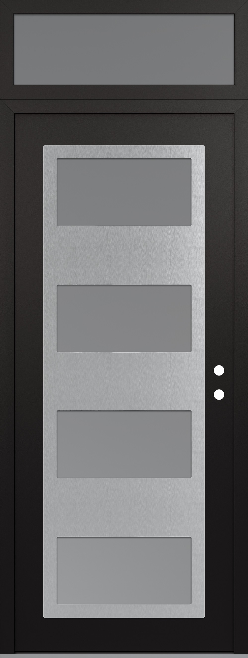 Modern Steel Front Door DIAMOND C2 36" X 96" BLACK/WHITE FROSTED GLASS PANEL STAINLESS STEEL LHI WITH TRANSOM FROSTED GLASS