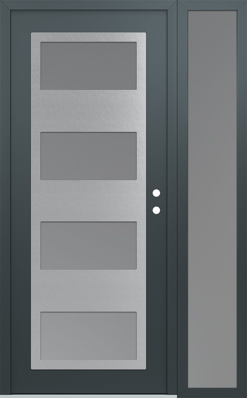 Modern Steel Front Door Diamond C2 52" x 80" anthracite/anthracite frosted Glass Panel stainless steel LHI with Sidelite frosted Glass
