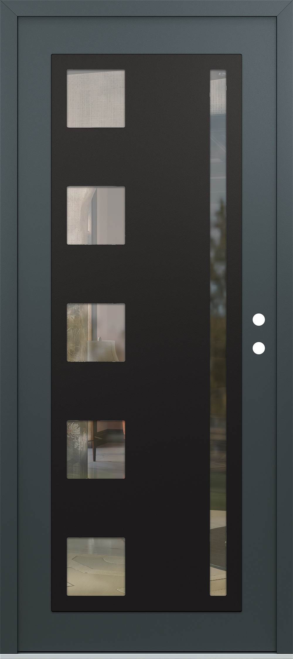 Modern Steel Front Door Diamond C3 36" x 80" anthracite/anthracite clear Glass Panel black LHI