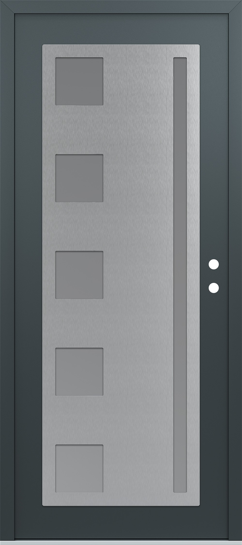 Modern Steel Front Door Diamond C3 36" x 80" anthracite/anthracite frosted Glass Panel stainless steel LHI